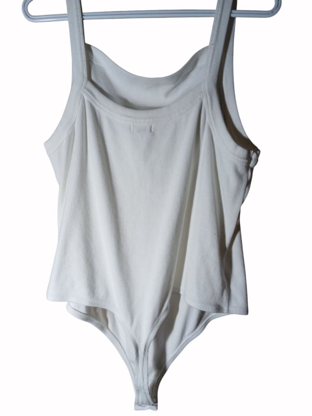 Pilcro Womens White Ribbed Tank Top Bodysuit Square Neck Snap Closure Size 2X - Picture 2 of 14